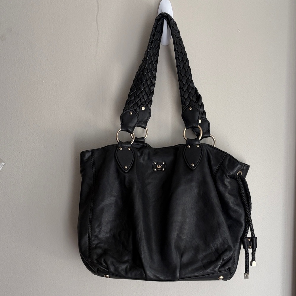 Michael Kors Black Napa Leather Shoulder Bag 11x11.5x3.5